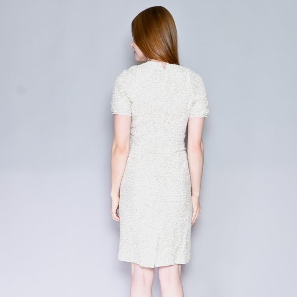 248. MONIQUE LHUILLIER Collection Ivory Tweed Dress NWT 6 - Picture 5 of 8